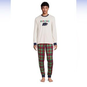 Dearfoams Men's Plaid Bear Matching Family Pajamas Set, 2-Piece 3XL